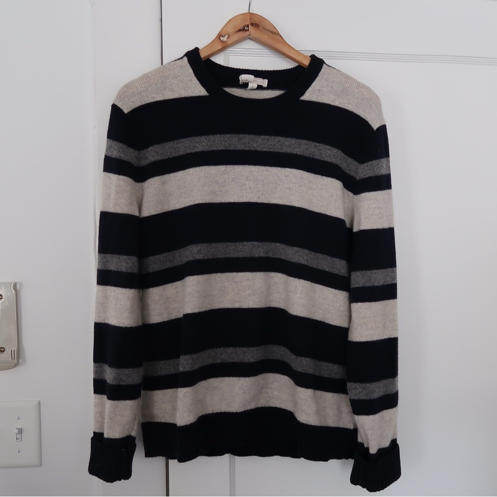 Men's Blue and Gray Striped Sweater